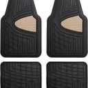 FH Group Automotive Floor Mats - Heavy-Duty Rubber Floor Mats for Cars, Universal Fit Full Set, Climaproof Floor Mats, Trimmable Floor Mats for Most Sedan, SUV, Truck Floor Mats Beige