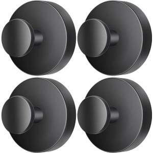 2026 Upgraded Drill-Free Suction Cup Hooks, Stainless Steel Suction Cup Hooks for Shower, Mirror, Wall, Bathroom, Glass, Hanging Towels - 4 Pack, Black