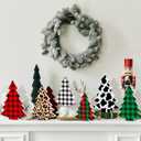 2 x BBTO 6 Pieces Buffalo Plaid Tiered Tray Decor Wood Table Christmas Tree Rustic Wooden Pine Decor Christmas Tree Sign Xmas Table Centerpieces Sanding Wood Sign for Home Fireplace