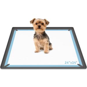 ALOOF Silicone Dog Pee Pad Holder 24x24 in, Puppy Potty Training Tray with Magnetic Snaps & Raised Edges, Non-Slip Floor Protector, Gray