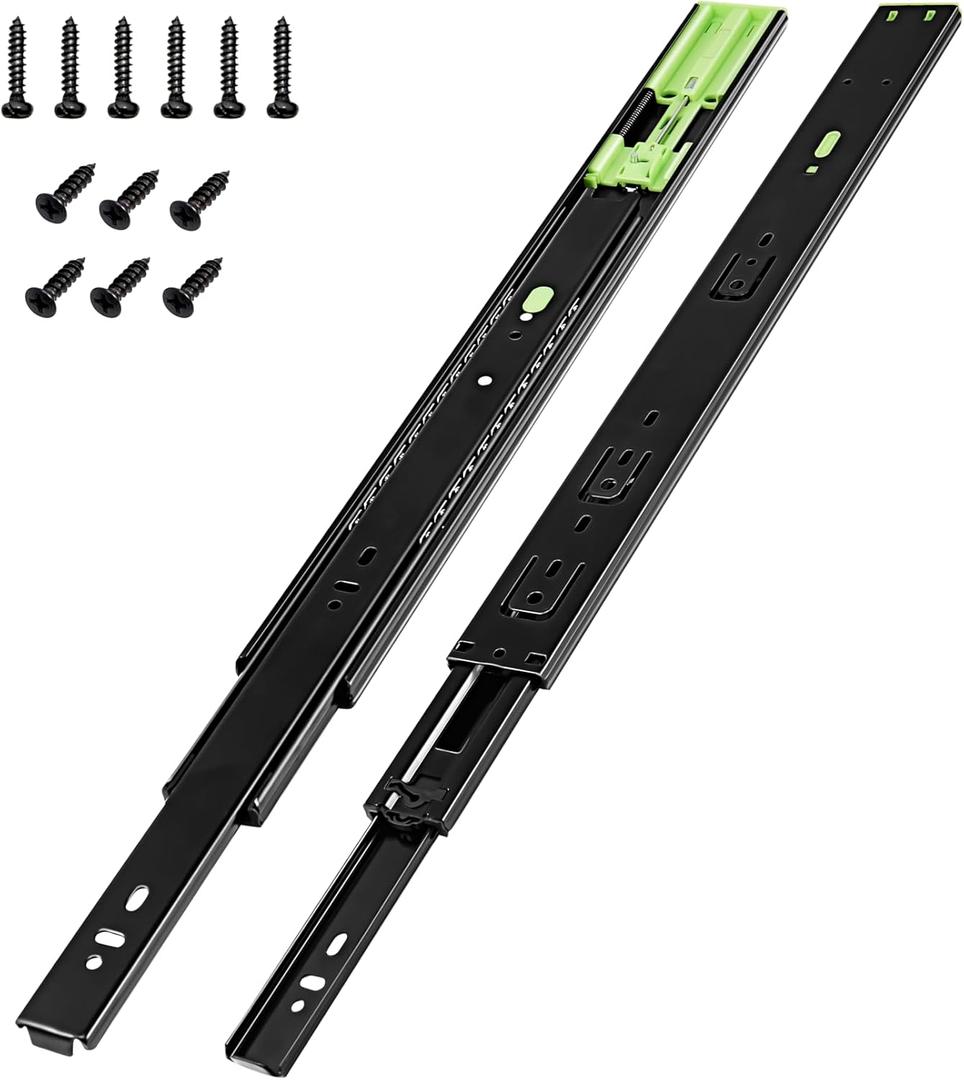 10 Pairs | Soft Close Drawer Slides 22 inch, HBL Heavy Duty Cabinet Drawer Slides Replacement - Ball Bearing Full Extension, 200 LB Capacity, Made of Cold-Rolled Steel, Rust-Resistant & Long-Lasting. (Black)