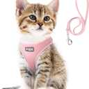 Fida Comfy Dog Harness with Leash, Cat Vest Harness Escape Proof, Breathable Lightweight Soft Mesh, Adjustable Reflective Step-in Harness for Puppy Toy Breeds & Extra-Small Pet (XXS, Pink) (XXS (Neck:11.4"-12.2"; Girth:12.6"-14.2"))