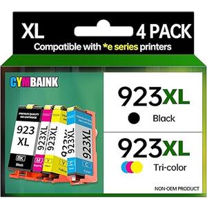 CYMBAINK 4Pack 923XL Ink Cartridge Combo Pac HighYield  1000 Black/800 Color Pages | with Chip | Compatible with Home, Office, School Printers | Replacement for OfficeJet 9110 9110b (923XL4PACK)