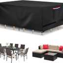 Patio Furniture Cover Rectangle Waterproof, Patio Outdoor Table and Chairs Dining Table Cover Oxford Tear-Resistant, Furniture Set Covers for Winter - 84 x 52 x 28 Inch