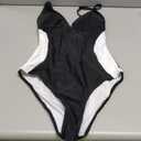 SUUKSESS Women Slimming Tummy Control One Piece Swimsuit Sexy Bathing Suit (Medium, 136 Black White)