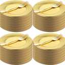Zhehao 240 Pcs Dessert Plates with Mini Forks for 120 Guests, Includes 120 Set 7'' Disposable Cake Plates and 7.5'' Mini Dessert Forks for Wedding, Birthday Party, Mother's Day(Gold)