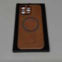 LUCKYCOIN Genuine Leather Phone Case for iPhone 16 Pro Max 6.9 in,Compatible with Magsafe,Leather Basic Cases Cover with Wireless Charging Metal Buttons,Slim Fit Slip Shockproof Protective - TAN (Brown)