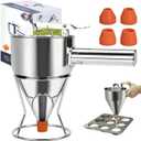Pancake Batter Dispenser, 40oz Stainless Steel No-Drip Funnel with 4 Caliber Funnel Cake Dispenser & Stand, Baking Tools for Pancakes, Cupcakes & Baked Goods
