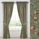 StangH Sage Green Velvet Curtains 84 inches Long, Floral Patterned Vintage Home Decor Thermal Insulated Privacy Window Treatments for Living Dining Room, W52 x L84, 2 Panels