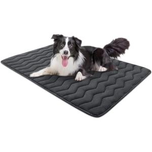 Bubble bear Dog Crate Mat,Soft Dog Crate Mat with Anti-Slip Bottom,Machine Washable,Portable Kennel Pad, Lightweight Travel Flat Pet Beds for Indoor& Outdoor Dogs42"X 28" (Black)