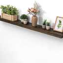 Dreamland 55 Inch Floating Shelves for Wall, Solid Elm Wood Live Edge Wall Shelves for Living Room, Bedroom, Kitchen, Bathroom, Wall Mounted Long Floating Shelf Set of 1, Walnut