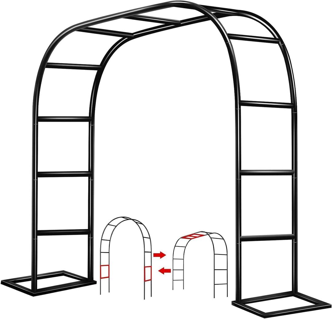Garden Arch Trellis for Climbing Plants Outdoor Wedding Arches for Ceremony Black Metal Garden Arbor Indoor Garden Arches for Party Decoration 7.9ft Wide X 6.4ft High (Black)