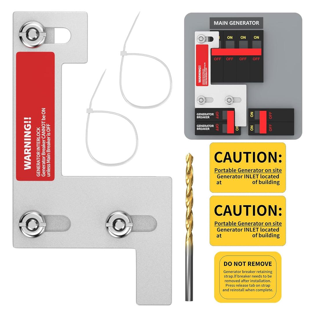 Joinfworld Generator Interlock Kit Compatible with ITE, Murray, Gould, Thomas, Siemens and Betts, 150 or 200 Amp Panels, 1 1/4 Inches Spacing Between Main and Generator Breaker