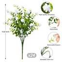 Ouddy Decor 24 Bundles Artificial Flowers for Outdoors Decoration Fake Flowers UV Resistant Faux Plastic Greenery Eucalyptus Plants for Spring Summer Garden Patio Indoor Outdoor Home Decor, White