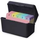 Olivo 3x5 Index Card Holder Box with 100 Cards Dividers Tabs 3"x 5", Black