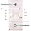 French Door Curtain Rod, Dual Installation (Screws or Adhesive), 3/8” Slim Satin Nickel Café Rod Set of 2 for French Doors, Kitchen Windows, Door Glass 2 Pack