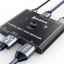 USB C KVM Switch 4K@60Hz,MLEEDA KVM Switch USB C for 2 Laptops Share Single HDMI Monitor and Keyboard Mouse,Compatible with Windows,Mac OS,Wired Remote and USB Power Cord Included