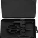 Mitsuharu 5 in 1 Camping Cutting Board Set with Santoku Knife,Separable Shears,Peeler & Slicing Knife and Sharpening Slots,Portable Camper Accessories Kitchen Set, Black