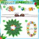 Shihanee Hawaiian Hula Grass Skirt Set Coconut Bra Tropical Leaf Hula Skirt with Artificial Hibiscus Flowers Leis for Women