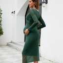 AISWI Maternity Cocktail Dress Sparkly Mesh Wrap Bodycon Baby Shower Wedding Guest Pregnancy Fall V Neck Formal (M)