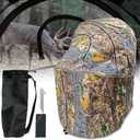 Portable Hunting Blind with Chair-Camouflage See-Through Ground Blind with Cup Holder, Lightweight 1-Person Tent for Deer and Duck Hunting