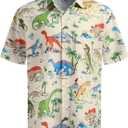 Hardaddy Men's Hawaiian Shirt Short Sleeve Funny Printed Casual Button Down Aloha Shirts (Medium, Apricot)