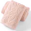 YiLUOMO Pink Embossed Floral Pattern Hand Towel Set of 2 Super Soft Highly Absorbent 100% Cotton Decorative Hand Towels for Bathroom Home Everyday Use 13x 29 Inch, Small