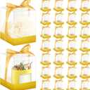 Cunno 36 Set 3.5 x 3.5 x 4.3 in Candle Gift Package Valentine's Transparent Box 4-18 oz Handmade Tealight Candle Holder Paper Bottom Ribbon for Wedding Baby Shower Party Mug(Gold)
