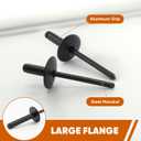 ALLCLEAN 110pcs All Black Large Flange Rivets,3/16 * 1/2" Open End Aluminum Blind Rivets,4.8 * 12 Pop Blind Rivet