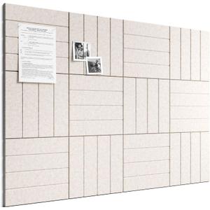 Bumusty Large Cork Board Alternative-48 x 36" Felt Bulletin Board Tiles, with 30 Pushpins, 70 Adhesive Tabs, Bold-Stripe 12-Pack, Cork Boards for Office Push Pin Board Felt Board-Oatmeal