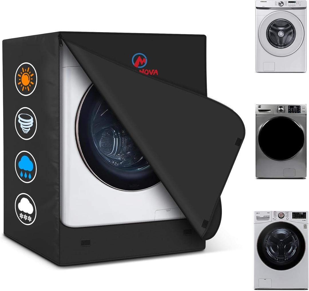 Comnova Washing Machine Cover Front Load - 600D Outdoor Washer and Dryer Covers Heavy Duty & Waterproof, Premium Washer Cover Universal Fits Most Front-Loading Washer (27" W x 33" D x 39" H)