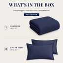 Reversible 3 Piece Full/Queen Comforter Set, Beige & Navy, Comforter 3 Pc - Full/Queen