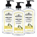 J.R. Watkins Liquid Hand Soap With Dispenser, Moisturizing Hand Soap, Alcohol-Free, Cruelty-Free, Use For Bathroom or Kitchen, Lemon, 11 Fl Oz, 3 Pack