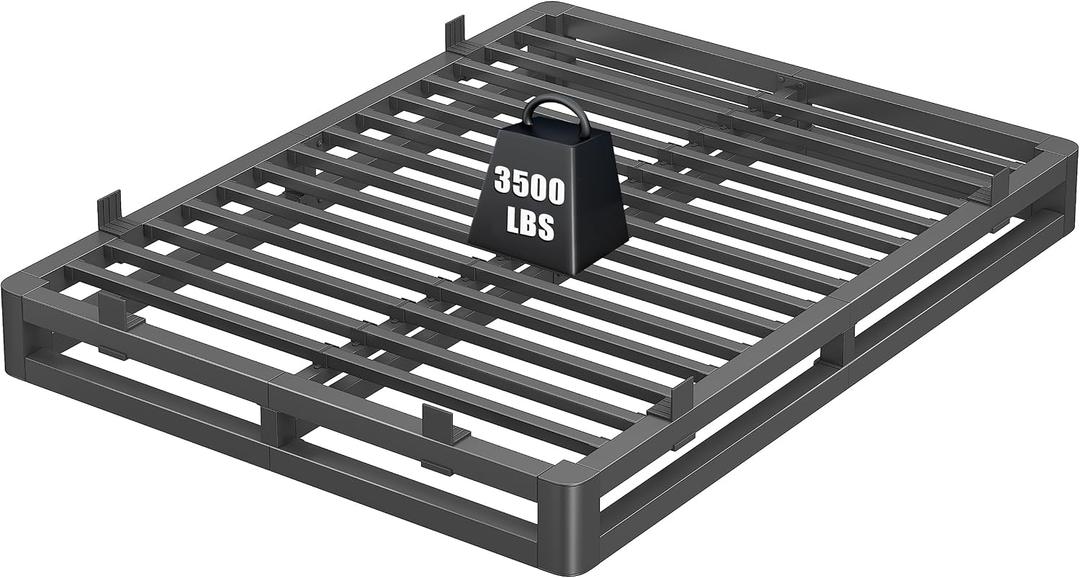 6 Inch Queen Bed Frame with Rounded Corner and Squeak Free U-Slot Design, Metal Platform Bed Frames 6 Non-Slip Guards, 3500lbs Heavy Duty Steel Slat Support, No Box Spring Needed, Black