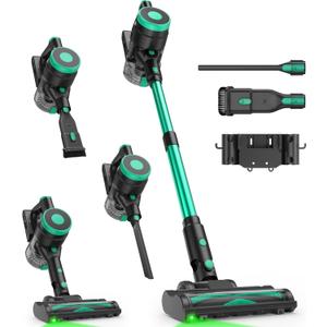 Zefiro 450W Cordless Vacuum Cleaner,45Mins Runtime Vacuum Cleaners for Home, Anti-Tangle and 1.5L Dust Cup, Lightweight Vacuum for Hardwood Floor Carpet Pet Hair