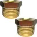 2pcs 3/4" NPT Male x 1/2" NPT Female Brass Reducer Hex Bushing Threaded Fitting Adapter by CX WONDERLAND