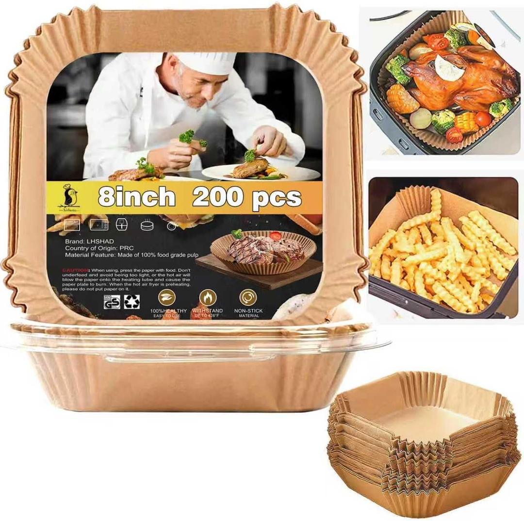 Air Fryer Liners Disposable for Instant Pot Vortex Plus 6QT XL Air Fryer, Instant Pot 6 QT Air Fryer Liners, 200Pcs Parchment Paper Liners for 6-8qt Air Fryer
