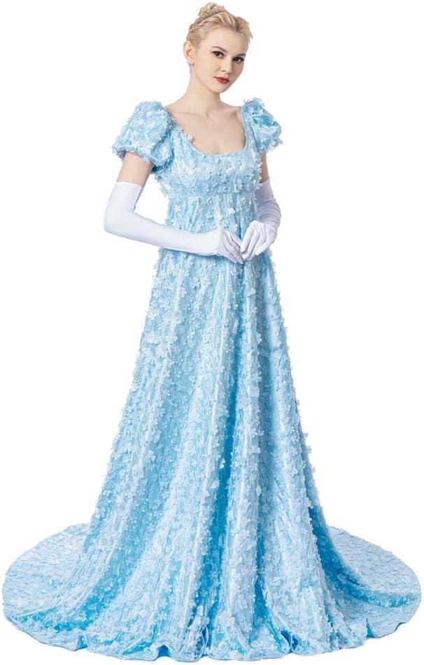 MyheroCos Daphne Regency Women's Blue Lace Dress XS