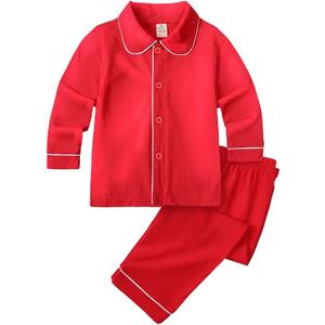 Kids Tales Girls Boys Button-Down Pajamas Set Toddler Christmas Sleepwear Red Long Sleeve Shirt Tops + Pants Nightwear PJS (2-3T)