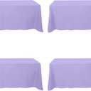 BRILLMAX 4 Pack Lavender Tablecloths for 6 Foot Rectangle Tables 90 x 132 Inch - 6ft Rectangular Bulk Linen Polyester Fabric Washable Cloth Cover for Wedding Reception Banquet Birthday Party