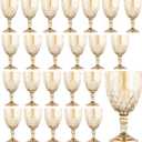 24 Pcs Vintage Wine Glasses, 11 Ounces Colored Glass Water Goblets, Colorful Unique Embossed Pattern High Clear Stemmed Glassware Wedding Party Bar Glass Drinking Cups Amber Fancy Glasses Set of 24