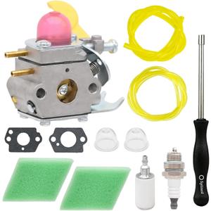 SST25 Carburetor Kit for Poulan Weedeater Featherlite FL20 FL20C FL25 FL26 FX26 SST25CE SST25C XT260 FX26S FX26SC String Trimmer Replace 530071822 C1U-W18
