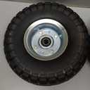 (2 Pack) 10 Inch Solid Polyurethane Tire 4.10/3.50-4 Tire, 10" Flat Free Wheels with 5/8" Bearings, 2.2" Offset Hub for Garden Cart, Hand Truck, Lawn Cart, Mower