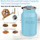 Dog-Cat Food Storage Container 40 lb/38 Qt Large Pet Food Bin with Airtight Lid, 304 Stainless Steel Construction & Scoop Included, Durable Metal Dog Food Storage for Dogs & Cats, Blue