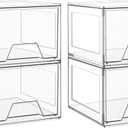 4 Pack Stackable Makeup Organizer,4.4'' Tall Acrylic Bathroom Organizer and Storage Drawers, Clear Plastic Drawer Storage Bins For Vanity, Undersink, Cabinets, Pantry