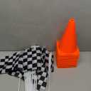 Buryeah 60 Pcs Racing Car Traffic Cones Checkered Flags Sport Training Plastic Cones Racing Checkered Flags for Car Birthday Party Decorations Supplies(7 Inch,Orange)