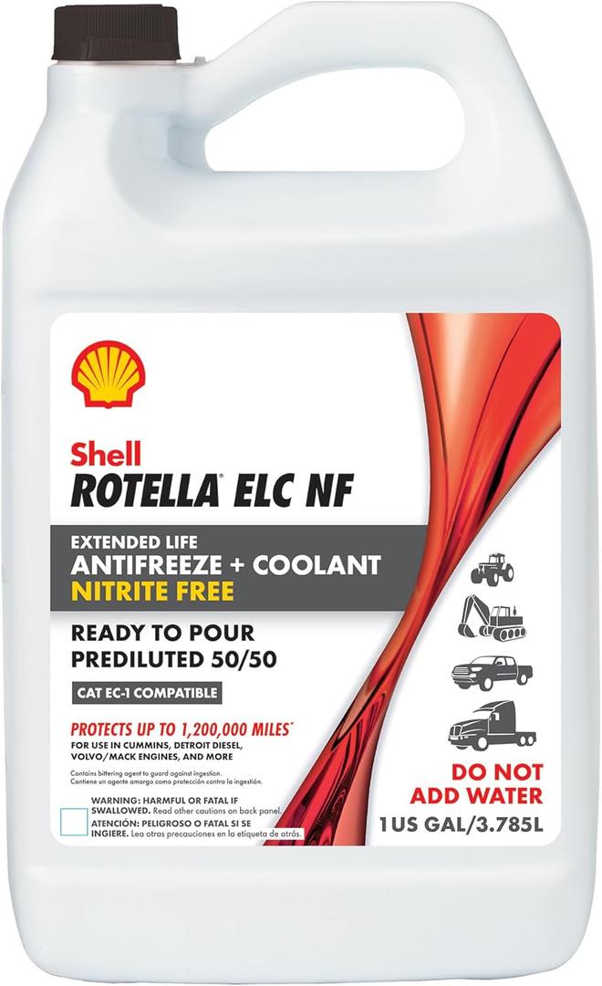 Shell Rotella Nitrite-Free Extended Life ELC Anti-Freeze + Coolant, Pre-Diluted 50/50, 1 Gallon