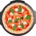 Outset Cast Iron Grill Pizza Pan, 18" Pizza Stone For Oven and Grill (17.3" x 0.5" x 18.8", Black)