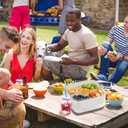 Divided Chilled Serving Tray for Parties,Ice Chilled Party Platter,Ice Serving Bowl with Lid and Handle,Charcuterie Serving Board,Cold Dish Dip for Fruit Seafood Vegetable Shrimp Cocktail Appetizer (White)