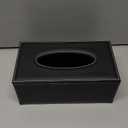 High-end Fashion PU Leather Tissue Box Holder Black with lid, Rectangular Napkin Facial Tissues Holder Dispenser,Home Office Car Tissue Box Cover Decorative Container with Magnetic Bottom (Black)